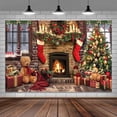 thumbnail image 1 of 7x5ft Christmas Backdrops Photography Winter Fireplace Xmas Tree Sock Wall Party Decor Merry Christmas Bear Backdrop Family Kids Holiday New Year Party Supplies Photo Background Studio Props, 1 of 5