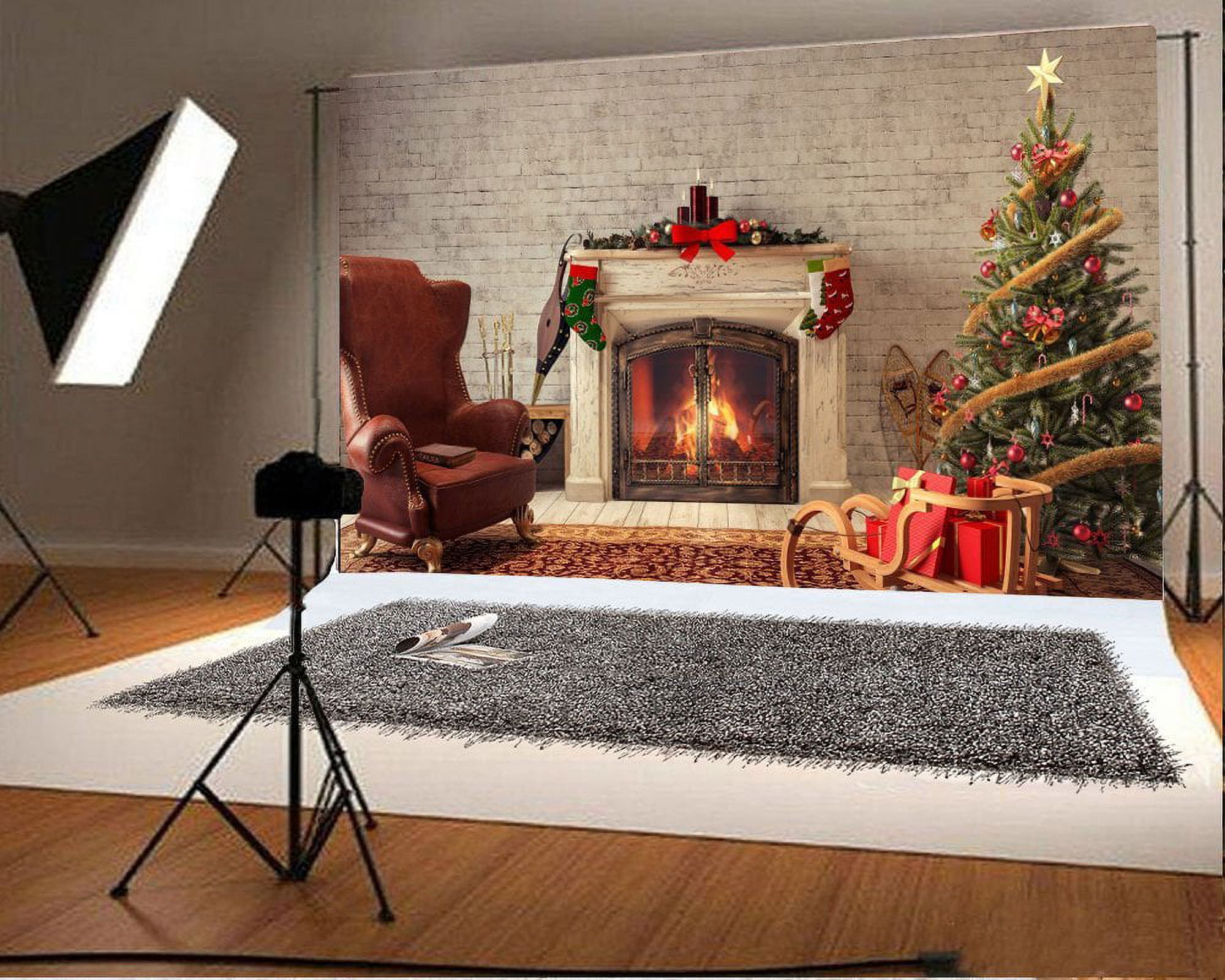 7x5ft Christmas Decoration Tree Backdrop Fireplace Stocking Gifts