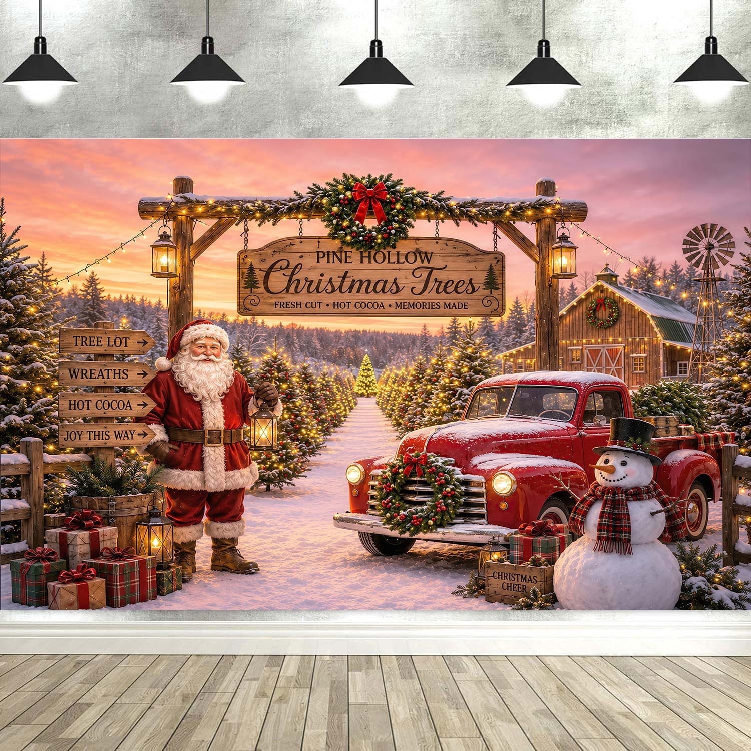 7x5ft Christmas Tree Farm Photography Backdrop Wall Decor, Santa Claus ...