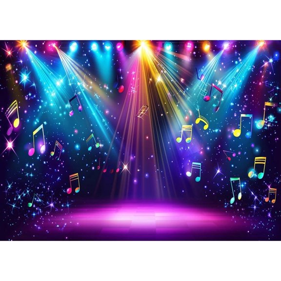7x5ft Colorful Rainbow Stage Photo Backdrop 1980s Disco Rock Music Background