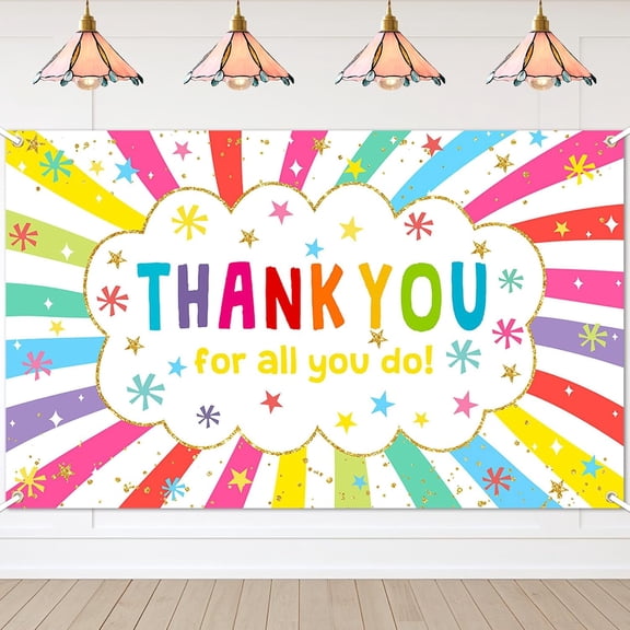7x5ft Colorful Thanks You for All You Do Backdrop Employee Teacher Doctor Nurse Staff Background Appreciation Week Party Decorations Banner Photo Booth Props