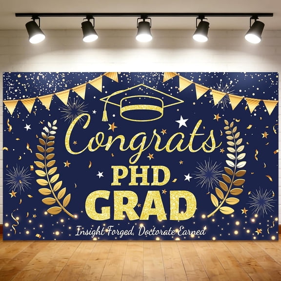 7x5ft Congrats PhD Grad Backdrop Commencement Academic Background Congratulate Graduate Party Decorations Banner Photo Booth Props