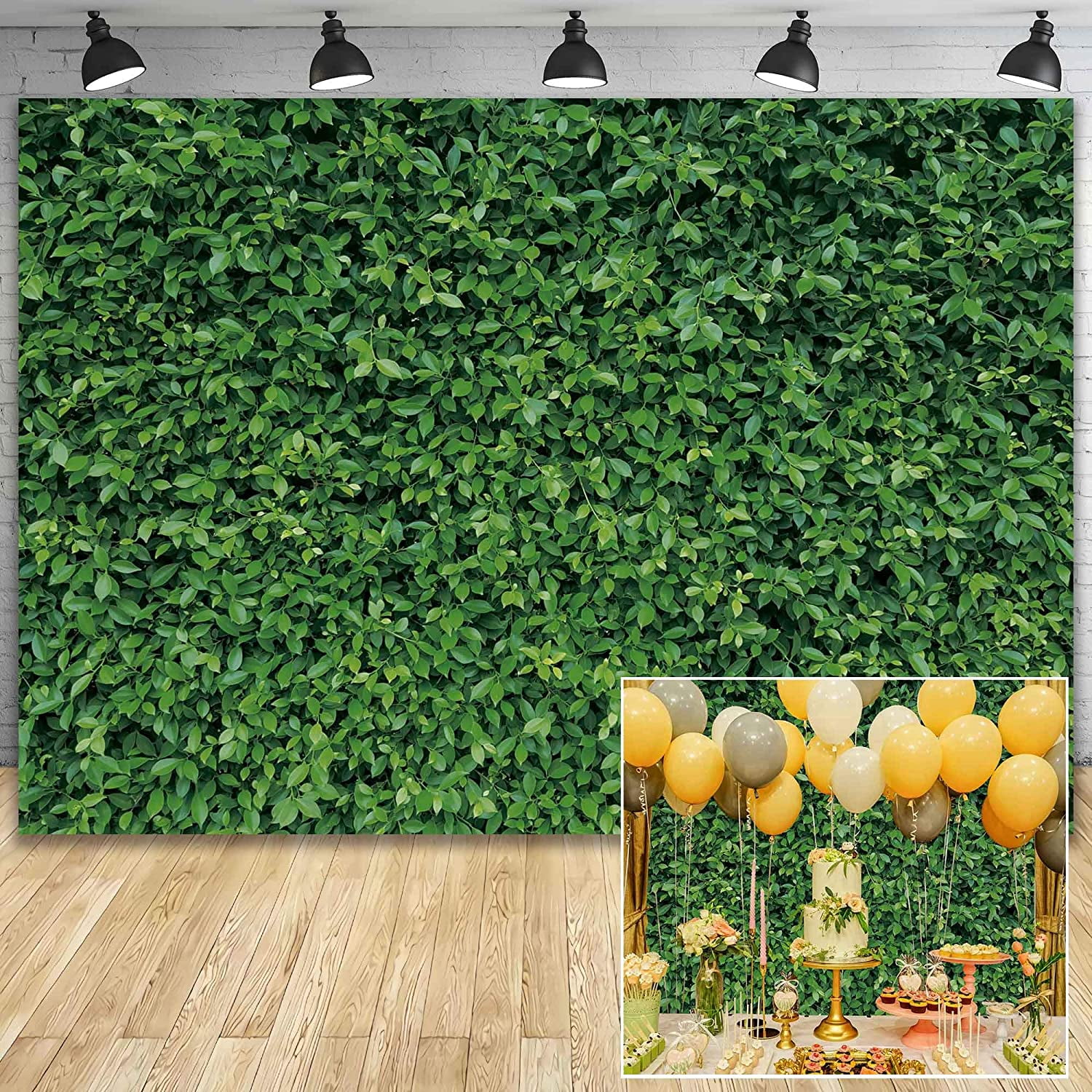 7x5ft Green Polyester Leafy Nature Photography Backdrop