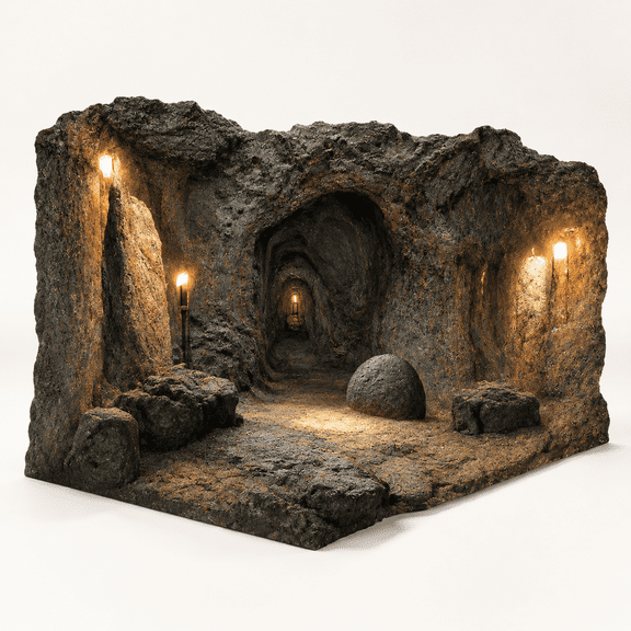 7x5ft Fabric Photography Backdrop, Dark Medieval Castle Dungeon Style, Stone Cave Prison Cell Design