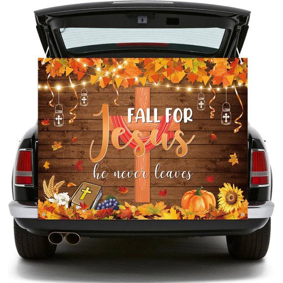 7x5ft Fall for Jesus Backdrop Christian Autumn Harvest Cross Pumpkins Background Thanksgiving Religious Party Decorations Banner Photo Booth Props