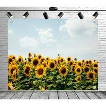 7x5ft Floral Backdrop Bright Sunflower Field Photo Backdrop Garden Background Decoration Banner for Theme Party Wedding Birthday Baby Shower Photo Booth Studio Props