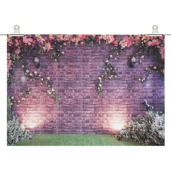 7x5ft Flowers Wall Photography Backdrops Brick Backdrop Spring Stuido Background