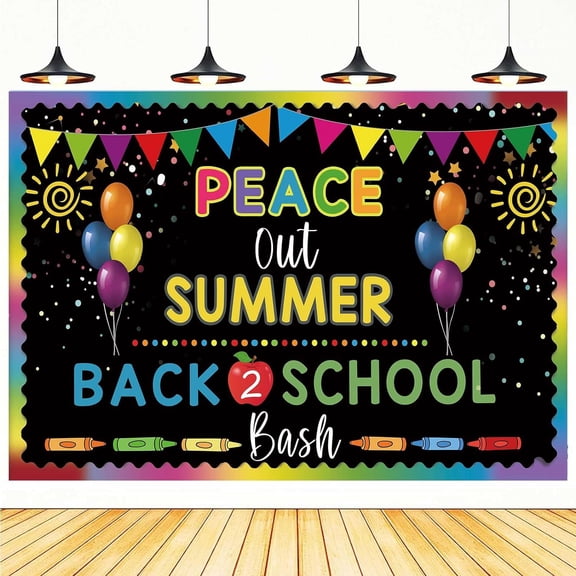7x5ft Goodbye Summer Back to School Backdrop Chalk Drawing and Blackboard First Day of School Background Welcome Back Classroom Party Decorations Banner Photo Booth Props