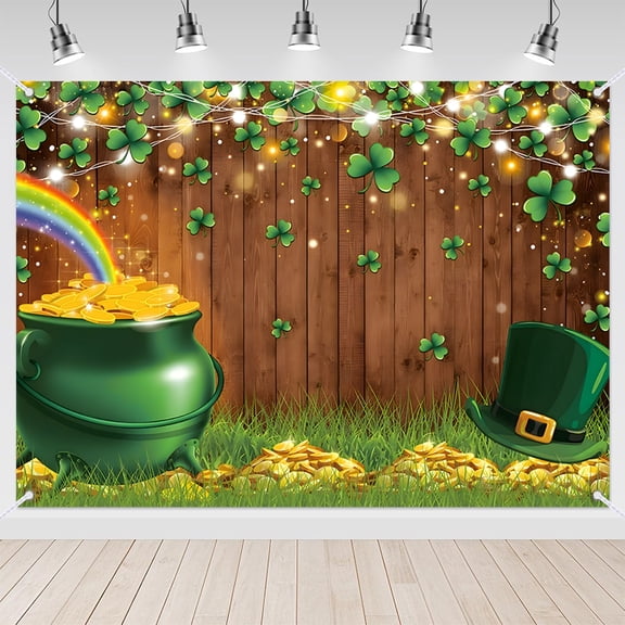 7x5ft Green Lucky Irish Shamrock St Patricks Day Party Backdrop