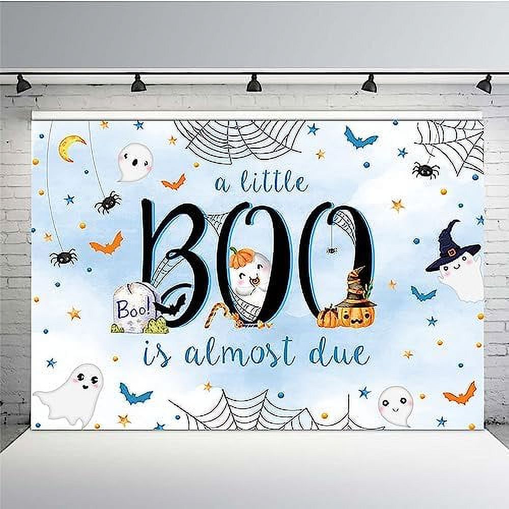 Blue A Little Boo Hintergrund Für Babyparty & Halloween – 2,1 X 1,5 M Party-Deko-Banner