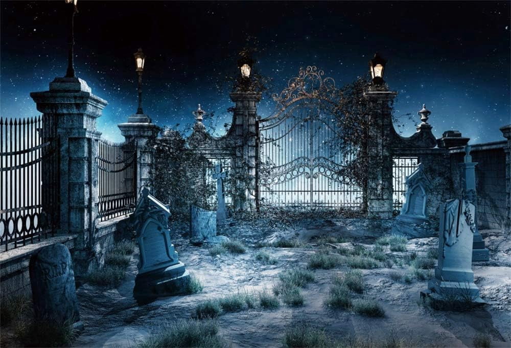 7x5FT Halloween Backdrops Graveyard For Photography Haunted Scary Cemetery Ph