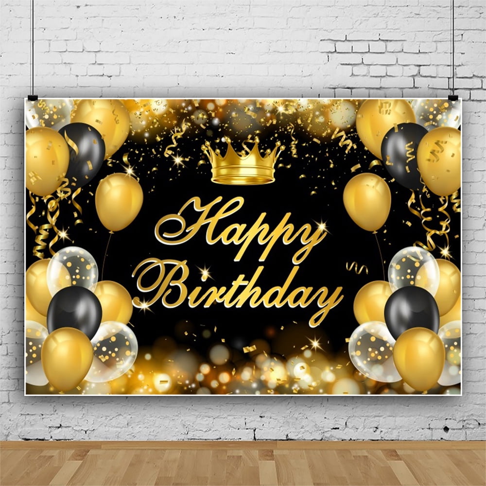 7x5ft,Happy Birthday Backdrop,Gold Ballon Photography Background for ...