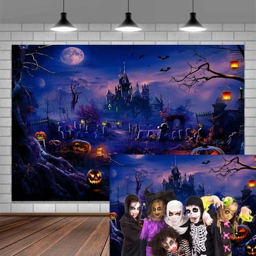 7X5ft Halloween Photography Backdrop Cute Spooky Ghost Backdrops Maple Leaves Pumpkin Trick Or Treat Backdrop Background Decorations Banner Halloween Decor Photo Props For Girls Kids