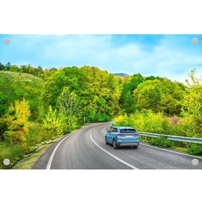 7x5ft Highway Forest Driving Backdrop, Polyester Fabric Banner Decorative Curtains for Theme Party, Wedding Birthday Baby Shower Photoshoot Background Decoration Video Studio Props