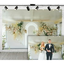 7x5ft Indoor Floral Wedding Backdrop Romance Archway Flowers Blossom Cradle Ceremony Bridal Shower Photography Background for Anniversary Marriage Party Decor Photoshoot Studio Props