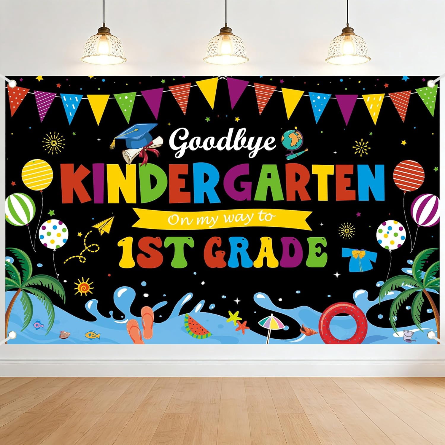 7x5ft Kindergarten Congrats Grad Backdrop Goodbye Kindergarten 1ST ...