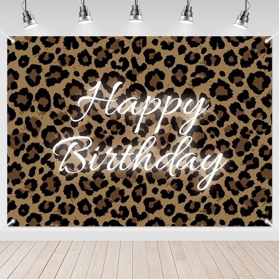 7x5ft Leopard Print Happy Birthday Photo Backdrop for Girls Kids