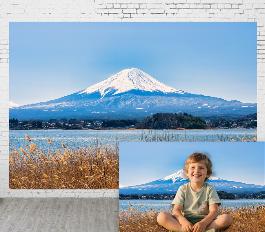 7x5ft Mount Fuji Dragon Backdrop – Red Maple Landscape Photo Booth Background For Parties & Photography