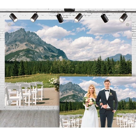 7x5ft Outdoor Wedding Photoshoot Backdrop Pottery Flower Art Snow Mountain Forest Background Photography Studio Props
