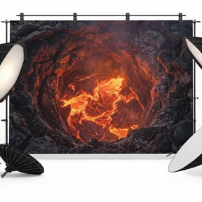 7x5ft Photo Backdrop, 3D Optical Illusion Soft Polyester Backdrop Curtains Photography Backdrops, Nature Red Volcanos Landscape Brushed Background for Photoshoots Studio Video Portrait Parties