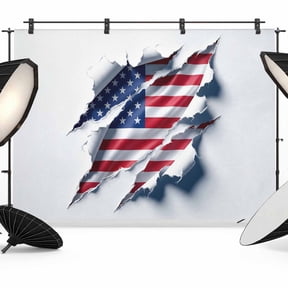 7x5ft Photo Backdrop, 4th of July Soft Polyester Backdrop Curtains Photography Backdrops, 3D Optical Illusion Independence Day American Flag Brushed Background for Photoshoots Studio Video Portrait