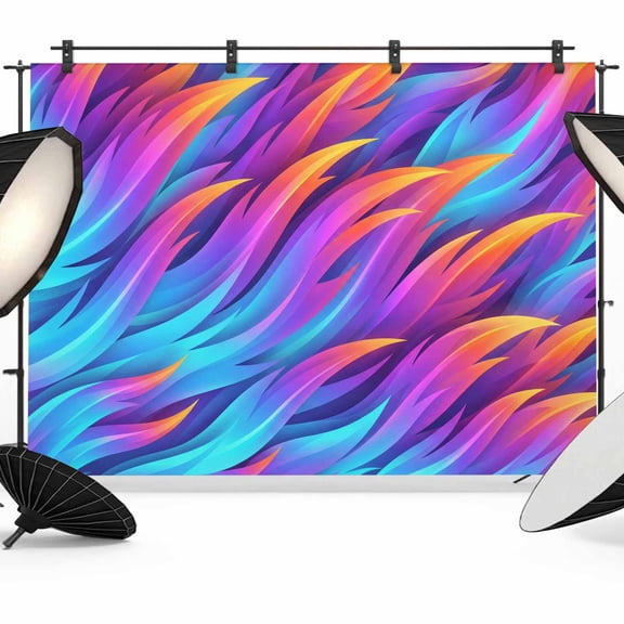 7x5ft Photo Backdrop, Abstract Flame Soft Polyester Backdrop Curtains Photography Backdrops, Blue Purple Orange Flames Gradient Art Brushed Background for Photoshoots Studio Video Portrait Parties