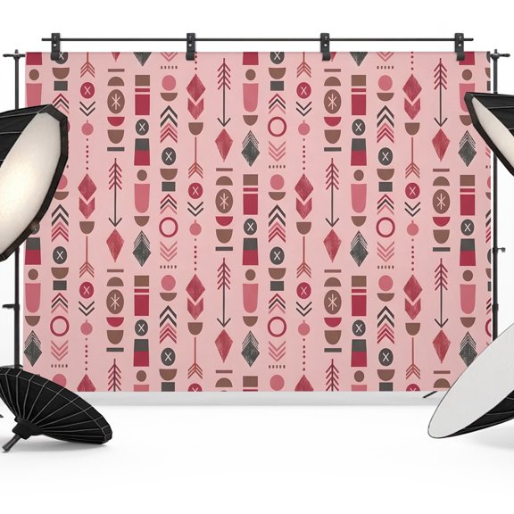 7x5ft Photo Backdrop, Abstract Tribal Arrows Soft Polyester Backdrop Curtains Photography Backdrops, Boho Middle Century Dusty Rose Vertical Brushed Background for Photoshoots Studio Video Portrait