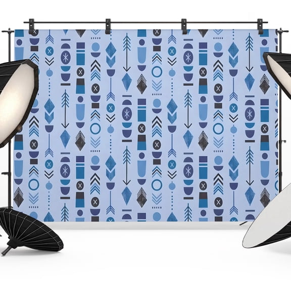 7x5ft Photo Backdrop, Abstract Tribal Arrows Soft Polyester Backdrop Curtains Photography Backdrops, Boho Middle Century Navy Vertical Brushed Background for Photoshoots Studio Video Portrait Parties