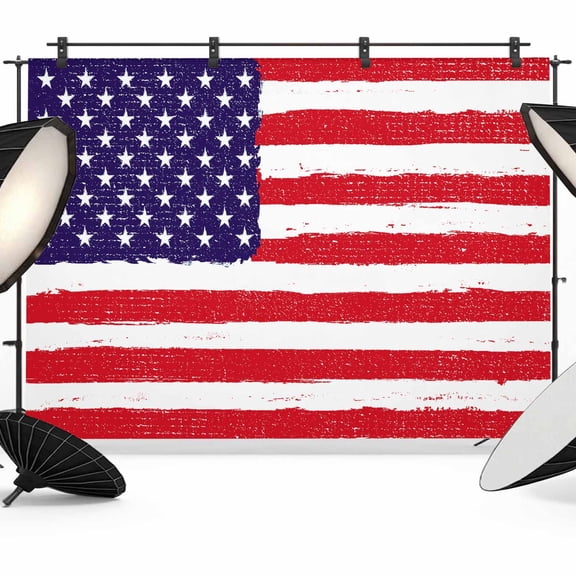 7x5ft Photo Backdrop, American Flag Soft Polyester Backdrop Curtains Photography Backdrops, Retro Rustic Stars And Stripes US Flag Brushed Background for Photoshoots Studio Video Portrait Parties