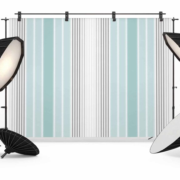 7x5ft Photo Backdrop, Aqua Gray Stripes Soft Polyester Backdrop Curtains Photography Backdrops, Minimalist Gradient Lines Aesthetic Brushed Background for Photoshoots Studio Video Portrait Parties