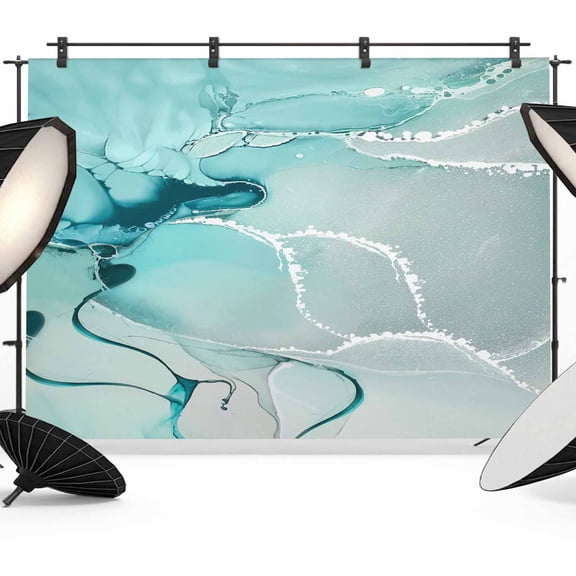 7x5ft Photo Backdrop, Aqua Marble Soft Polyester Backdrop Curtains Photography Backdrops, Modern Abstract Gradient Water Fluid Art Brushed Background for Photoshoots Studio Video Portrait Parties