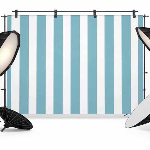 7x5ft Photo Backdrop, Aqua Striped Soft Polyester Backdrop Curtains Photography Backdrops, Modern Farmhouse Blue White Stripes Brushed Background for Photoshoots Studio Video Portrait Parties