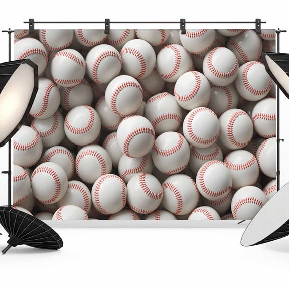 7x5ft Photo Backdrop, Baseball Soft Polyester Backdrop Curtains Photography Backdrops, White Red Art Sport Brushed Background for Photoshoots Studio Video Portrait Parties