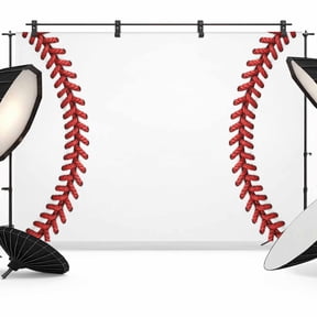 7x5ft Photo Backdrop, Baseball Sport Soft Polyester Backdrop Curtains Photography Backdrops, Abstract Rugby Stitching Red Lines Brushed Background for Photoshoots Studio Video Portrait Parties