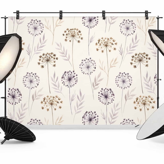 7x5ft Photo Backdrop, Beige Floral Dandelion Soft Polyester Backdrop Curtains Photography Backdrops, Spring Farmhouse Botanical Flowers Brushed Background for Photoshoots Studio Video Portrait Party