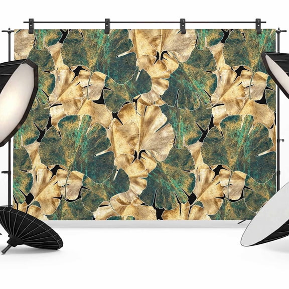 7x5ft Photo Backdrop, Beige Green Leaves Soft Polyester Backdrop Curtains Photography Backdrops, Farmhouse Vintage Botanical Brushed Background for Photoshoots Studio Video Portrait Parties