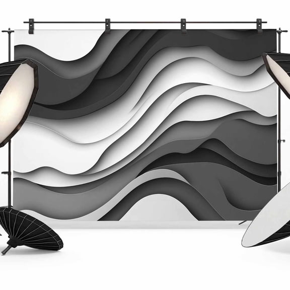 7x5ft Photo Backdrop, Black Grey Ombre Soft Polyester Backdrop Curtains Photography Backdrops, Moire Modern Aesthetics Geometric Abstract Brushed Background for Photoshoots Studio Portrait Parties