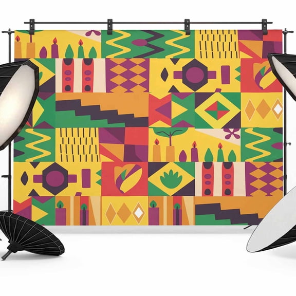 7x5ft Photo Backdrop, Black History Month Soft Polyester Backdrop Curtains Photography Backdrops, Abstract Geometric Brown Green Brushed Background for Photoshoots Studio Video Portrait Parties