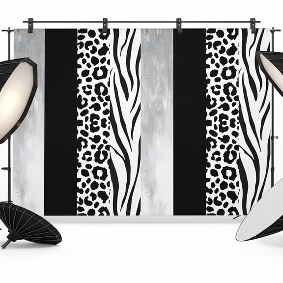 7x5ft Photo Backdrop, Black Leopard Print Soft Polyester Backdrop Curtains Photography Backdrops, Abstract Vintage Animals Textured Srtipe Brushed Background for Photoshoots Studio Video Portrait