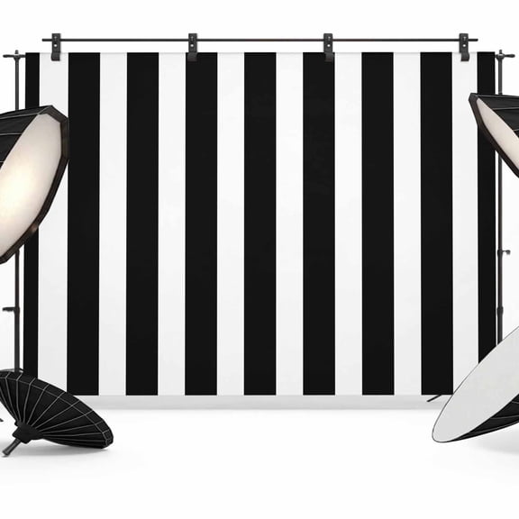 7x5ft Photo Backdrop, Black Striped Soft Polyester Backdrop Curtains Photography Backdrops, Modern Farmhouse Black and White Stripes Brushed Background for Photoshoots Studio Video Portrait Parties