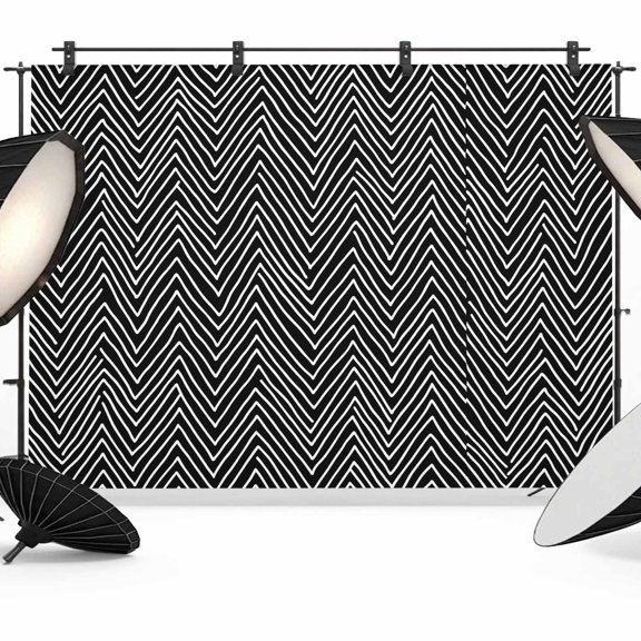 7x5ft Photo Backdrop, Black White Stripe Soft Polyester Backdrop Curtains Photography Backdrops, Modern Abstract Art Moire Striped Brushed Background for Photoshoots Studio Video Portrait Parties