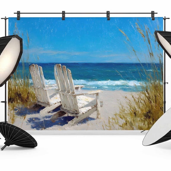 7x5ft Photo Backdrop, Blue Beach Soft Polyester Backdrop Curtains Photography Backdrops, Summer Coastal Waves Ocean Seaside Scenery Brushed Background for Photoshoots Studio Video Portrait Parties