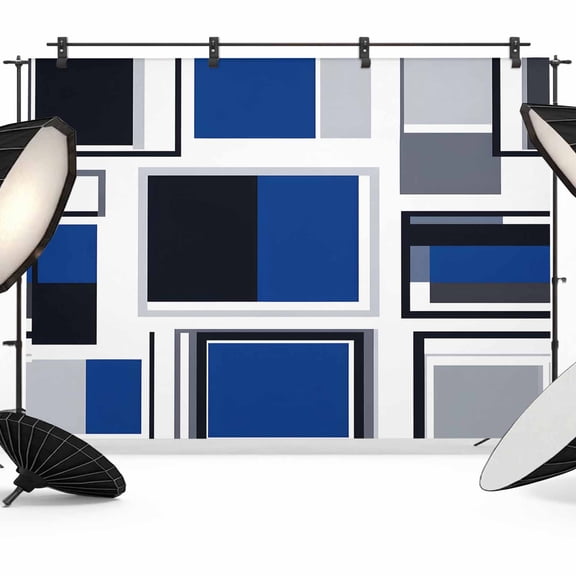 7x5ft Photo Backdrop, Blue Grey Geometric Soft Polyester Backdrop Curtains Photography Backdrops, Abstract Art Irregular Contemporary Brushed Background for Photoshoots Studio Video Portrait Parties