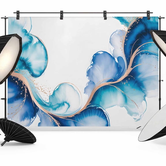7x5ft Photo Backdrop, Blue Marble Stone Soft Polyester Backdrop Curtains Photography Backdrops, Ink Splash Country Marble Abstract Brushed Background for Photoshoots Studio Video Portrait Parties