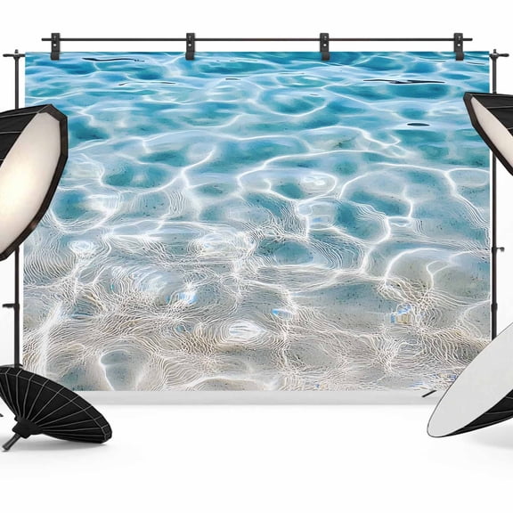 7x5ft Photo Backdrop, Blue Ocean Soft Polyester Backdrop Curtains Photography Backdrops, Underwater Sea Waves Water Ripple Seascape Brushed Background for Photoshoots Studio Video Portrait Parties