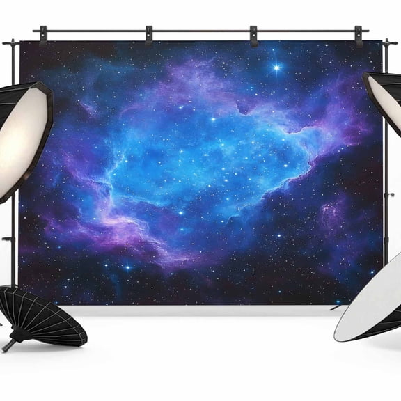 7x5ft Photo Backdrop, Blue Purple Soft Polyester Backdrop Curtains Photography Backdrops, Modern Abstract Night Sky Stars Brushed Background for Photoshoots Studio Video Portrait Parties