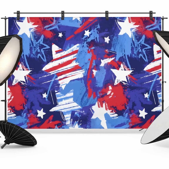 7x5ft Photo Backdrop, Blue Red USA Flag Soft Polyester Backdrop Curtains Photography Backdrops, Abstract Navy Blue Oil Paint 4th of July Brushed Background for Photoshoots Studio Video Portrait Party