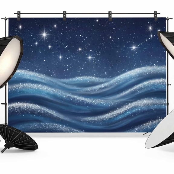 7x5ft Photo Backdrop, Blue Stars Soft Polyester Backdrop Curtains Photography Backdrops, Fantasy Blue Waves Cosmos Sky Brushed Background for Photoshoots Studio Video Portrait Parties