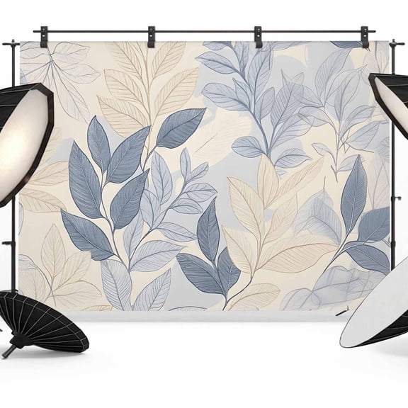7x5ft Photo Backdrop, Blue Yellow Botanical Soft Polyester Backdrop Curtains Photography Backdrops, Spring Summer Vintage Brushed Background for Photoshoots Studio Video Portrait Parties