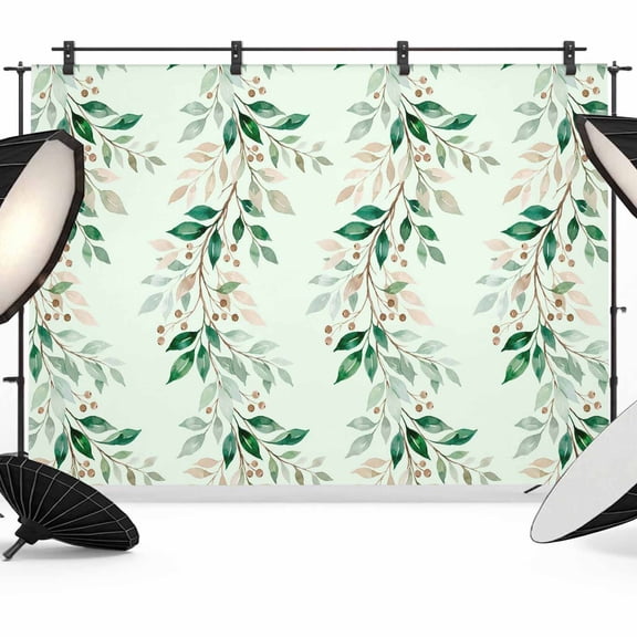 7x5ft Photo Backdrop, Botanical Leaves Soft Polyester Backdrop Curtains Photography Backdrops, Weeping Berry Spring Plants Summer Brushed Background for Photoshoots Studio Video Portrait Parties